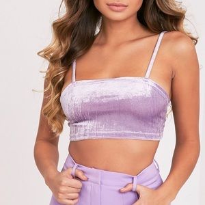 Velvet Strappy Crop Top | Pretty Little Thing